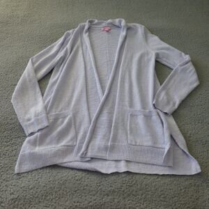 Lilly Pulitzer Sweater Womens Large Cardigan Knit Lavender Pockets Lightweight